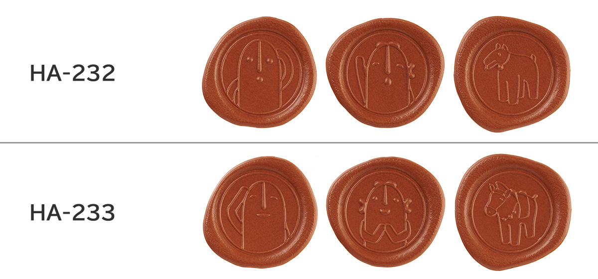 上部：品番HA-232のシールデザイン（3種類）、下部：品番HA-233のシールデザイン（3種類）