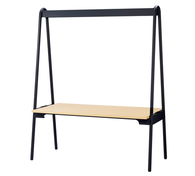 商品画像：スタンダードタイプ（天板高H720mm）。フレームカラーはサテンブラック、天板カラーはナチュラル。