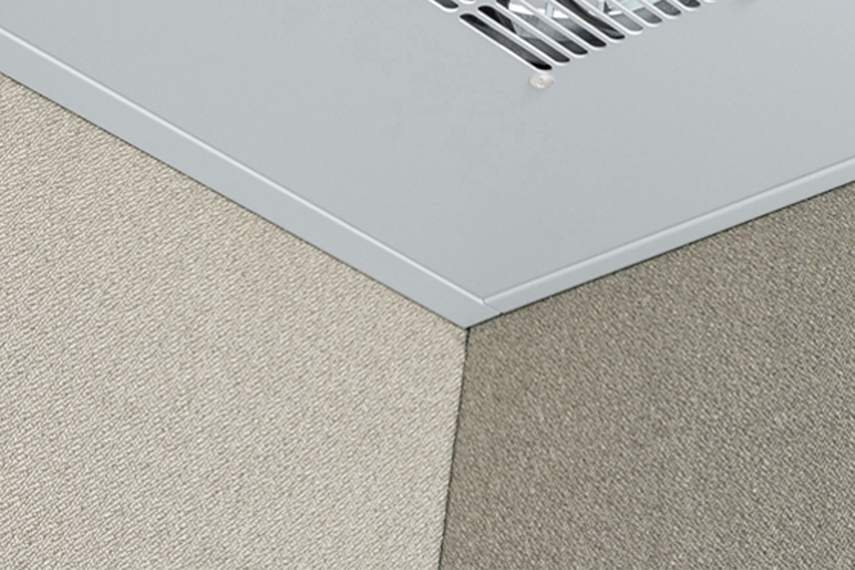 ブース内の内装パネル（3面）は、落ち着いたトープ色です。