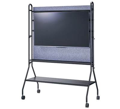 「ディスプレイスタンド」を正面から写した単品画像。棚板カラー：ブラック、フレームカラー：ブラック。